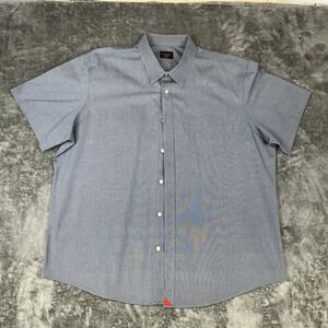UNTUCKit Petrus Mens 2XL Wrinkle Free Short Sleeve Button Up Shirt Blue